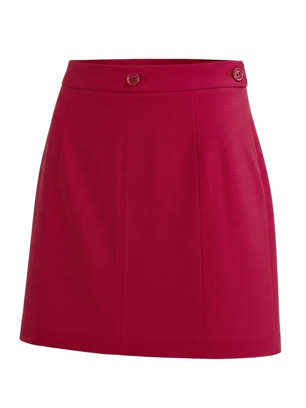 Magenta Mini Skirt with Buttoned Waistband and Side Zipper